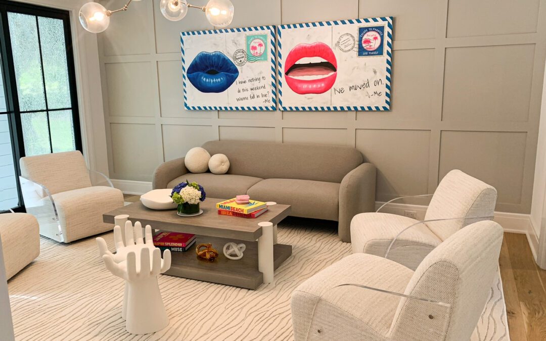 Playful Family Room with Sculpted Rug