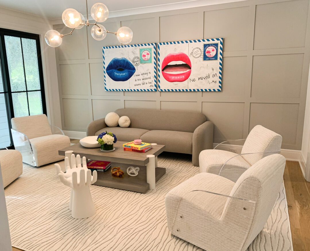 Playful Family Room with Sculpted Rug