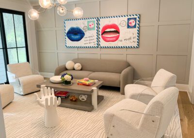 Playful Family Room with Sculpted Rug